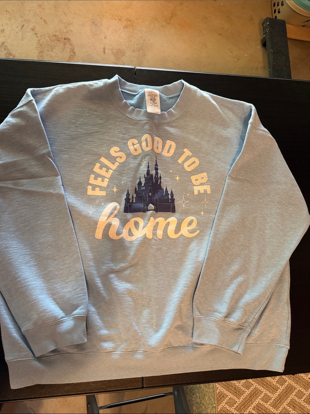 Official Disney Feels Good To Be Home Light Blue Crewneck Sweatshirt